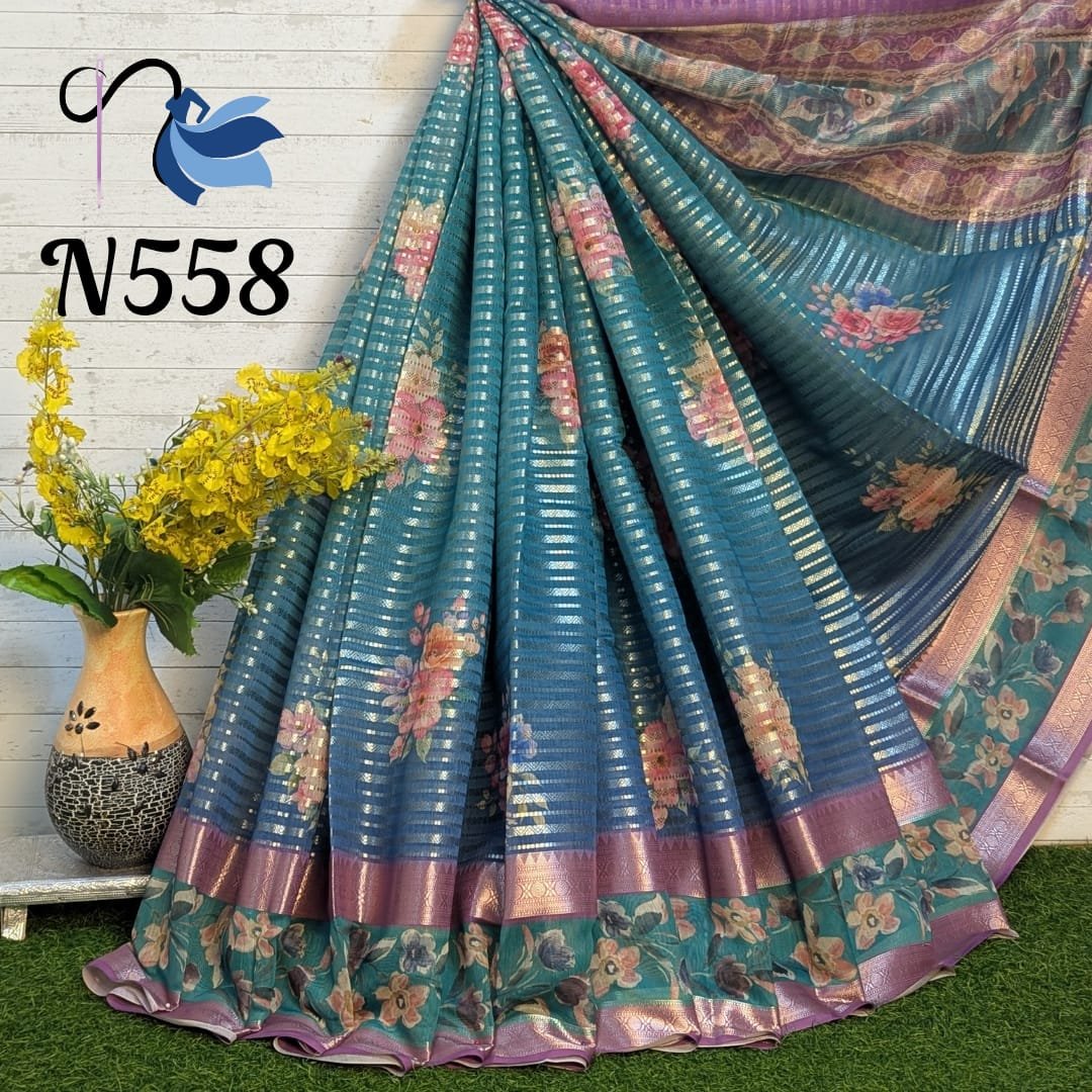 "Light as a feather, soft as a dream: Chanderi silk with captivating digital floral prints."